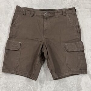 Duluth Trading Flex Fire Hose Shorts Mens 46 Brown Canvas Gusset Hammer Utility